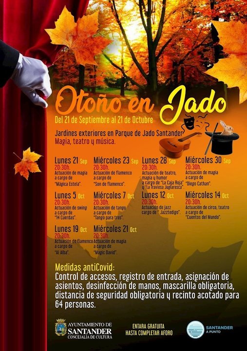 Cartel del programa 'Otoño en Jado' ofrecido por el Ayuntamiento de Santander en el centro cultural Jado